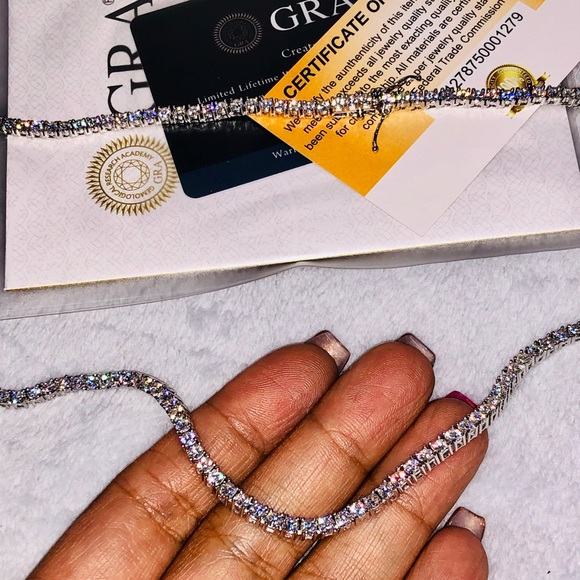 GRA certified VVS D clarity Moissanite diamond tennis necklace PASS diamond test - Picture 3 of 9